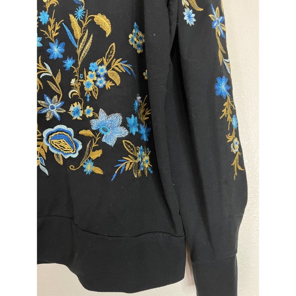 Drew Black Pullover Embroidered Sweatshirt Women's Size Medium - Picture 3 of 7